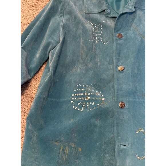 Look East Suede Teal Blue Jacket Geisha Asian  Size 1X - Picture 7 of 11